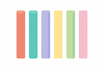 Pastel colored chalk sticks on a white background vector art illustration