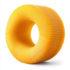 Unique yellow rubber donut-shaped object with textured surface