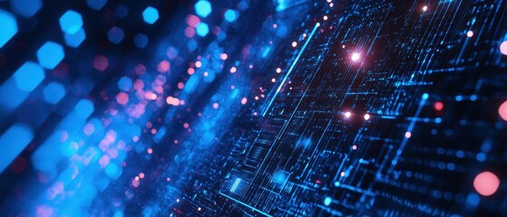 Fototapeta premium Innovative team collaboration on blockchain use cases using multiscreens modern office digital environment