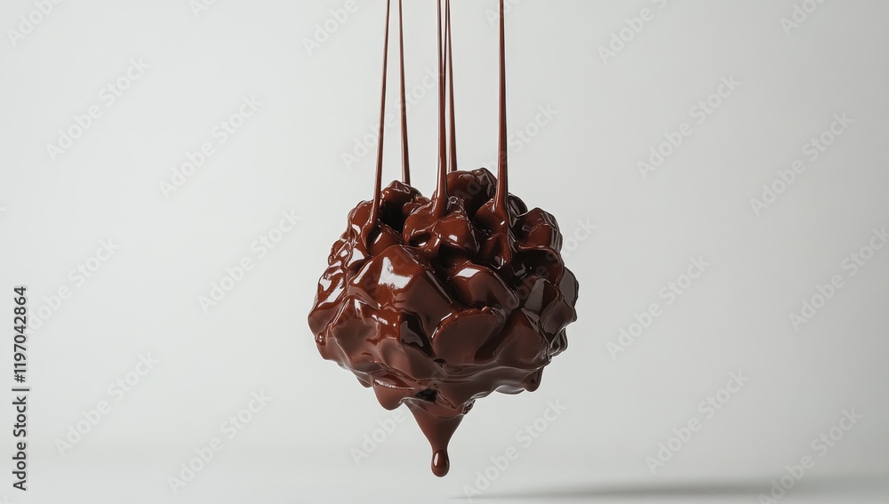 Poster abstract representation of dripping chocolate in a creative and minimalist setting, showcasing the r
