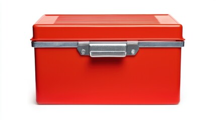 Bright Red Metal Toolbox for Tools and Hardware Storage Solutions