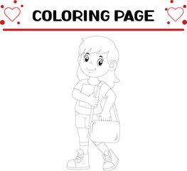 cute student coloring page for kids
