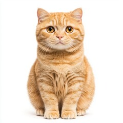 Fototapeta premium Orange Cat with Big Eyes Sitting on White Background