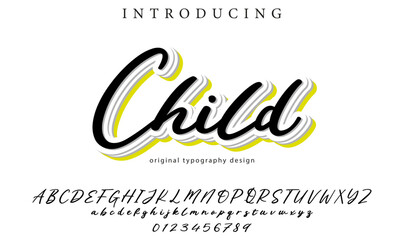 Child Font Stylish brush painted an uppercase vector letters, alphabet, typeface