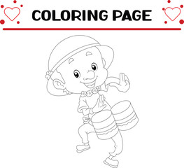 man is hitting drum making sound coloring page for kids