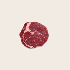 Obraz premium Fresh Raw Ribeye Steak on Neutral Background for Culinary Use