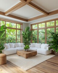 Modern Luxury Living Room with Abundant Greenery