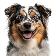Fototapeta premium Happy Australian Shepherd Dog with Unique Coat and Bright Eyes