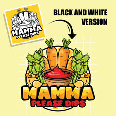 Hot spicy level labels of vector carrot, celery, and chips. Tomato sauce logo label template. Vegetable cartoon vector