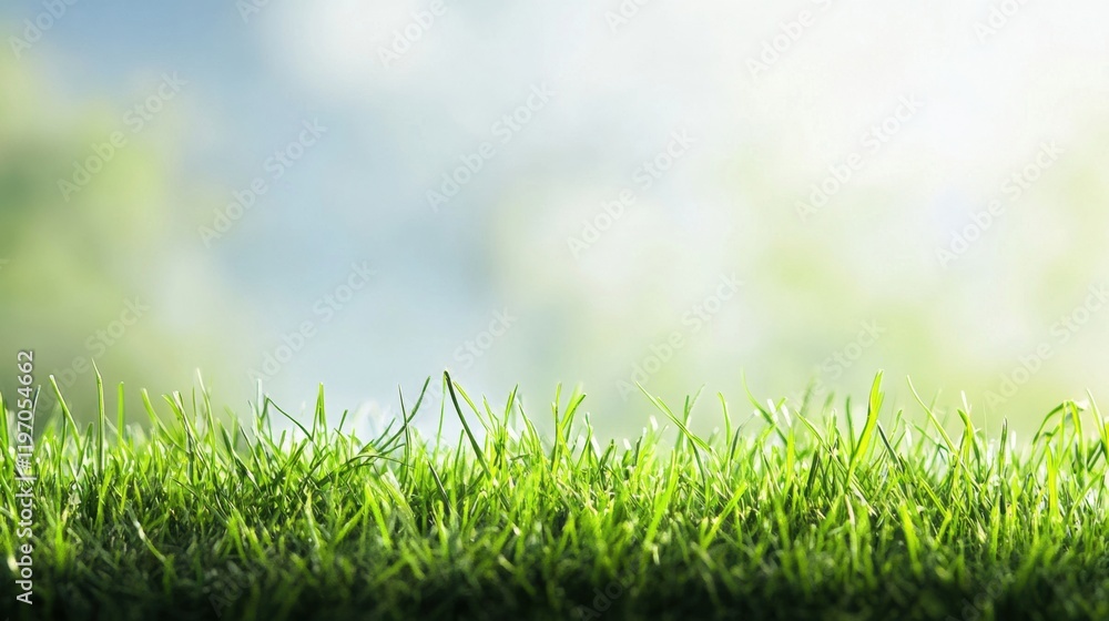 Leinwandbilder lush green grass in a serene outdoor setting with ample space for text placement. generative ai