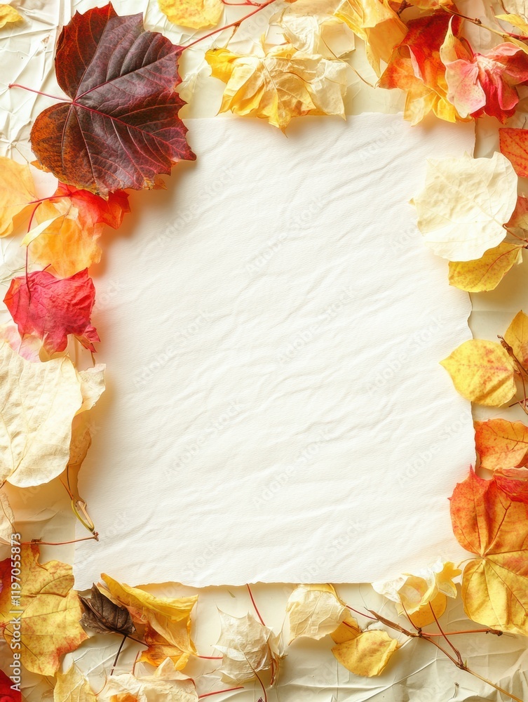 Leinwandbilder create your own autumn inspired artwork with a blank space surrounded by colorful leaves in vibrant 