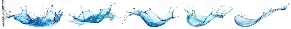 Poster png dynamic water splash sequence, element set on transparent background