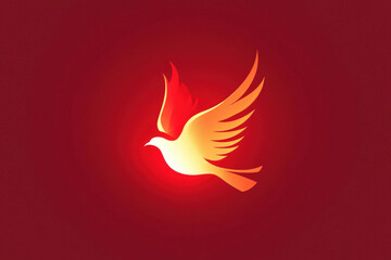 Naklejka premium Glowing Dove of Peace on Red Background