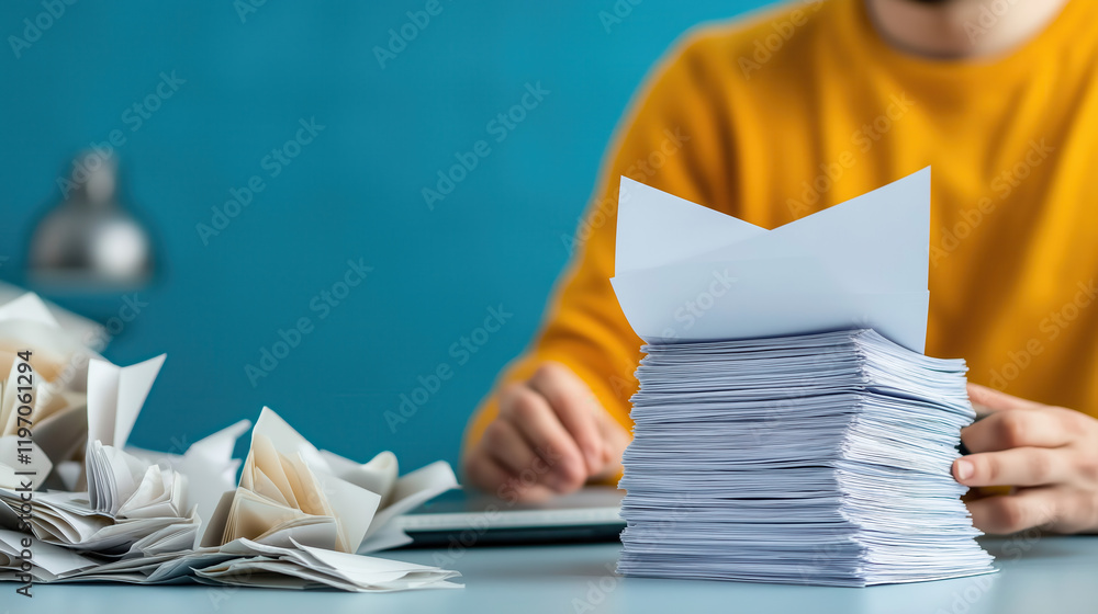 Aufkleber organizing documents at work office productivity tips indoor space close-up view efficient workflow 