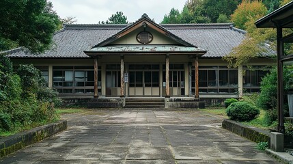 Fototapeta premium Abandoned Japanese College Interior 