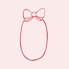 A round wreath with a hand-drawn ribbon and bow frames border the center of this card