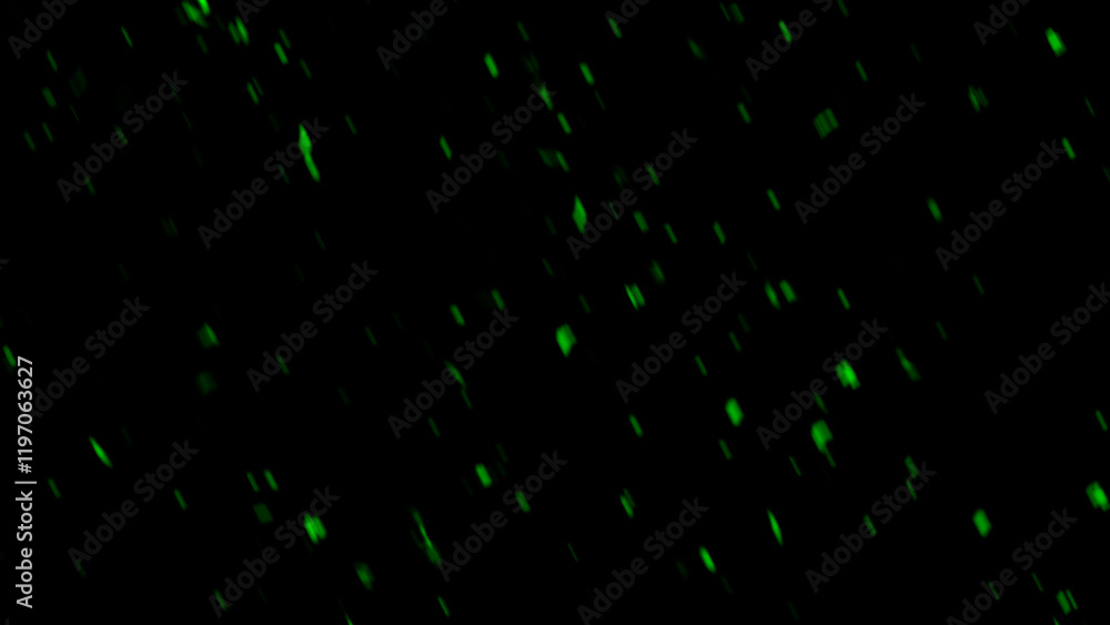 Wall mural blurred green embers sparks on black background . texture isolated overlays. concept of particles, s