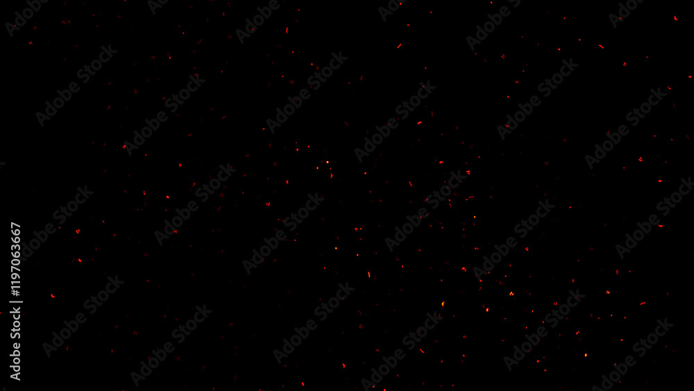 Wall mural blurred fire embers sparks on black background . texture isolated overlays. concept of particles, sp