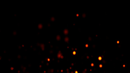 Blurred fire embers sparks on black background . Texture isolated overlays. Concept of particles, sparkles, flame and light.