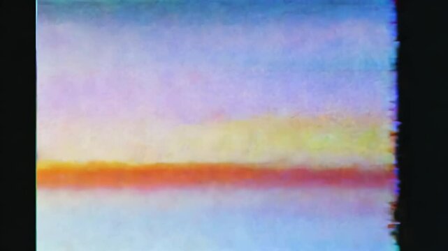 Smooth transition of colorful vhs distortion glitch effect
