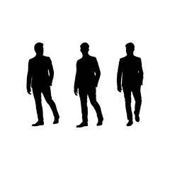 Silhouettes of Business Professionals Walking in Formal Attire - SVG