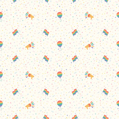 Obraz premium LGBTQ seamless pattern with rainbow flag. Pride Parade. Pride Month multi colored fun backdrop