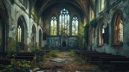 Fototapeta premium Abandoned monastery in the forest