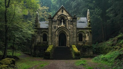 Fototapeta premium Abandoned monastery in the forest