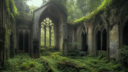 Obraz premium Abandoned monastery in the forest