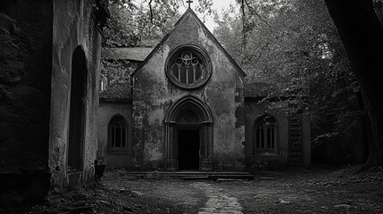 Fototapeta premium Abandoned monastery in the forest