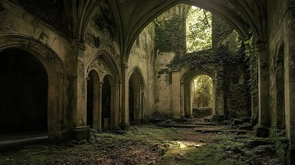 Fototapeta premium Abandoned monastery in the forest