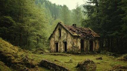 Abandoned monastery in the forest