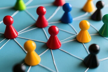 Colorful Network of Connected Game Pieces Abstract Teamwork Concept