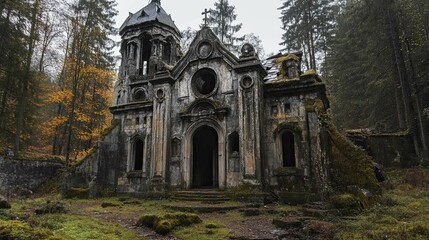 Abandoned monastery in the forest