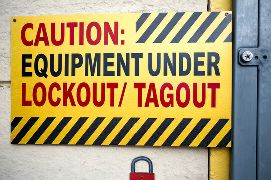 A safety sign indicating that equipment is under lockout/tagout procedures to ensure safe maintenance.