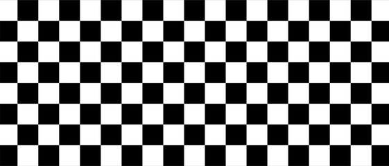 Chess board optical visual illusion, checkerboard banner template. Black and white checkers squares, vector abstract background.