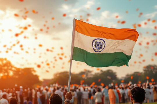 Indian flag hosting celebration for 26 January in a lawn