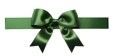 dark green ribbon bow isolated on white or transparent png