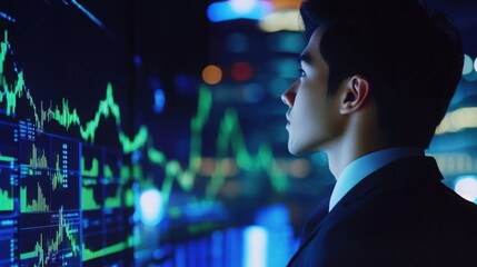 Thoughtful Analyst Examines Data on Screen