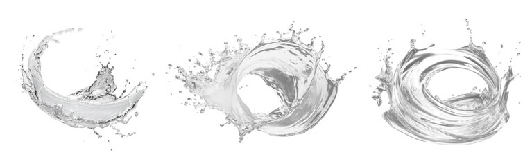 Water splash png cut out element set, transparent background