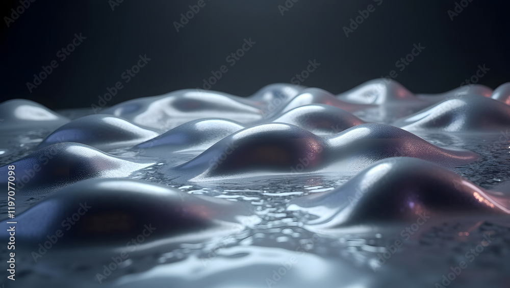Aufkleber Abstract fluid surface with undulating waves reflecting ambient light texture