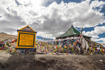 View of beautiful himalayan mountains at taglang la pass and shree krishna temple, passing through...