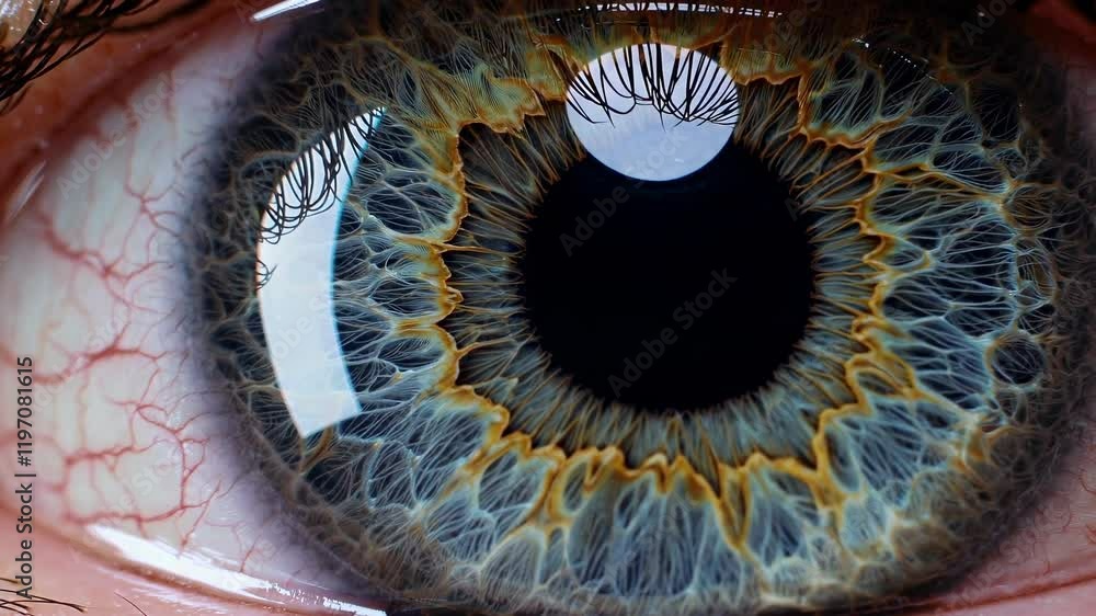 Leinwandbilder Captivating close-up of an intricate eye displaying unique patterns and textures in vibrant colors