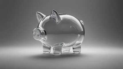 Transparent piggy bank showcases elegant design and light reflec