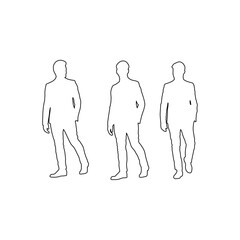 Outline Silhouettes of Walking Business Professionals