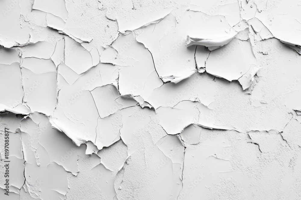 Poster high-resolution image of cracked white paint texture featuring aged and distressed surface with peel