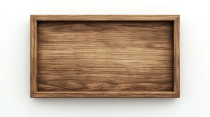 Wooden Tray with Elegant Grain Pattern on Clean Background