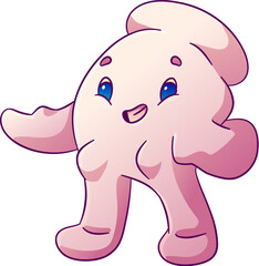 Cartoon groovy glove valentine day character with retro y2k vibe. Isolated vector whimsical white palm with four fingers, lively blue eyes and cheerful expression, radiating a playfulness and fun