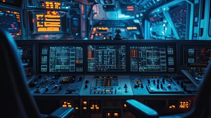  Spaceship Control Room 4K no people 