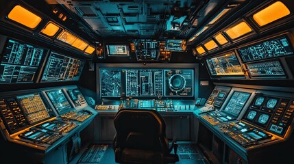  Spaceship Control Room 4K no people 
